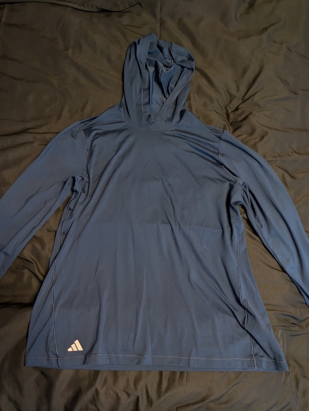 Adidas Stretchy Navy Blue Hooded Long Sleeve Top NWOT